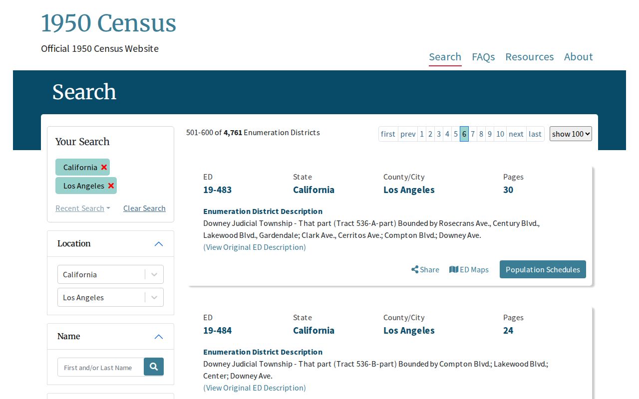 Norwalk city directory 1950 census search under Downey Judicial Township